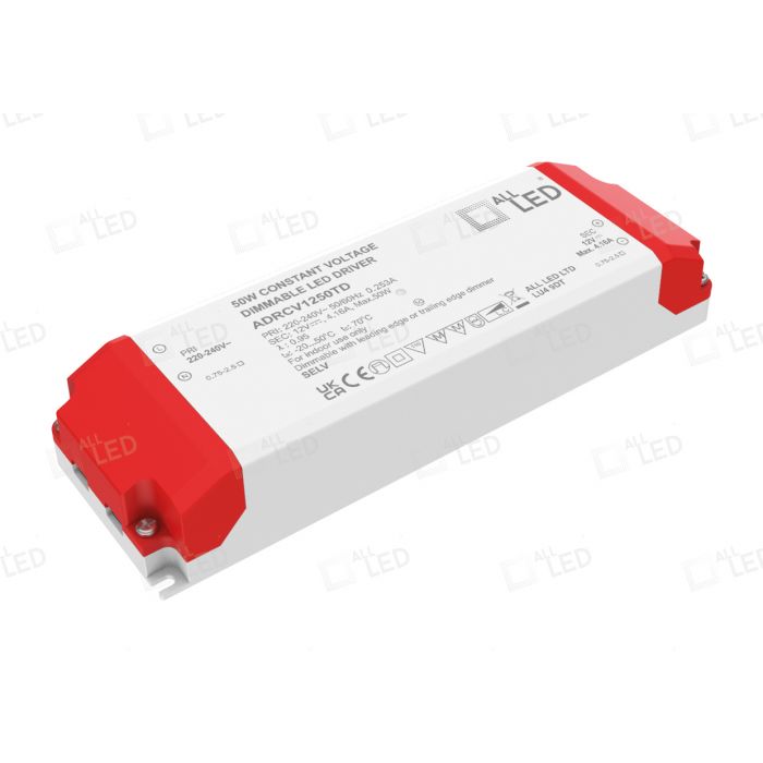 Drive12TD 12V DC Constant Voltage Triac Dimmable LED Driver 50W