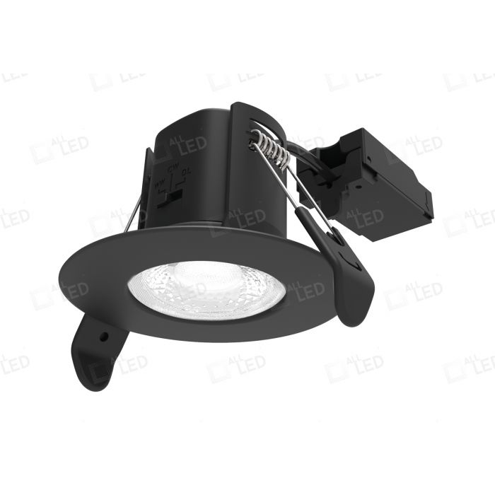 Atom Fixed 5W IP65 CCT Selectable Dimmable LED Fire Rated Downlight Carbon Black Finish