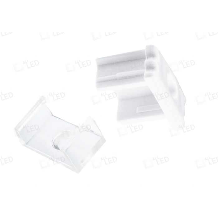 APA001/WH/ACC Accessories Pack 4 Clear Brackets 4 End Caps for Profile1 White (APA001)