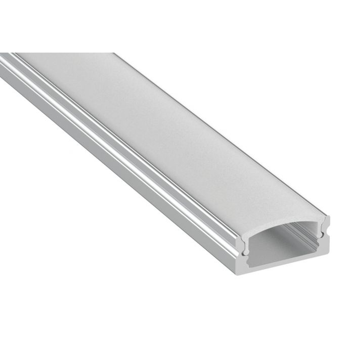 Profile1 2m Shallow Surface Profile with Diffuser Aluminium Finish