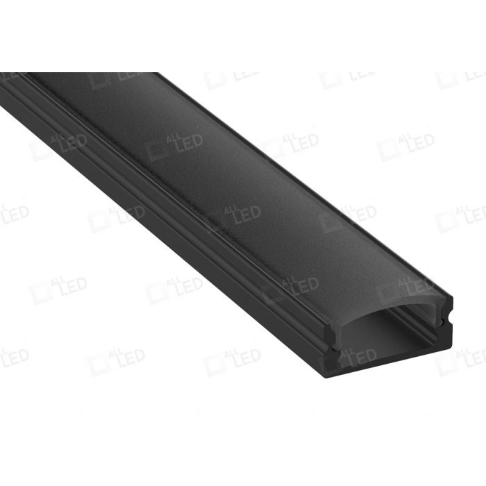 APA001/BK Profile1 2m Shallow Surface Profile with Smoked Black Diffuser Carbon Black Finish