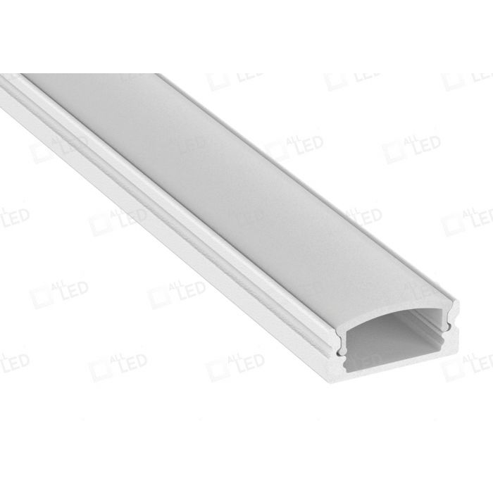 APA001/WH Profile1 2m Shallow Surface Profile with Diffuser RAL9016 Painted Finish