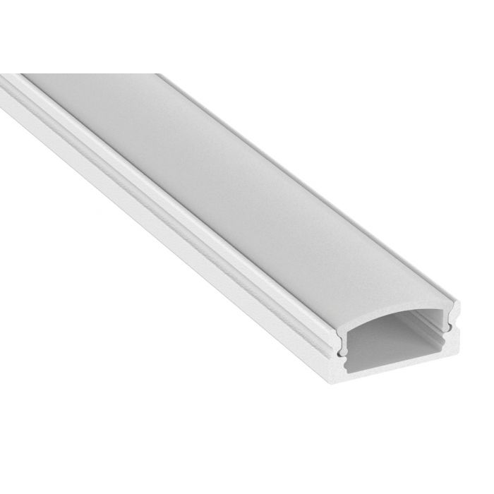 APA001/WH Profile1 2m Shallow Surface Profile with Diffuser RAL9016 Painted Finish