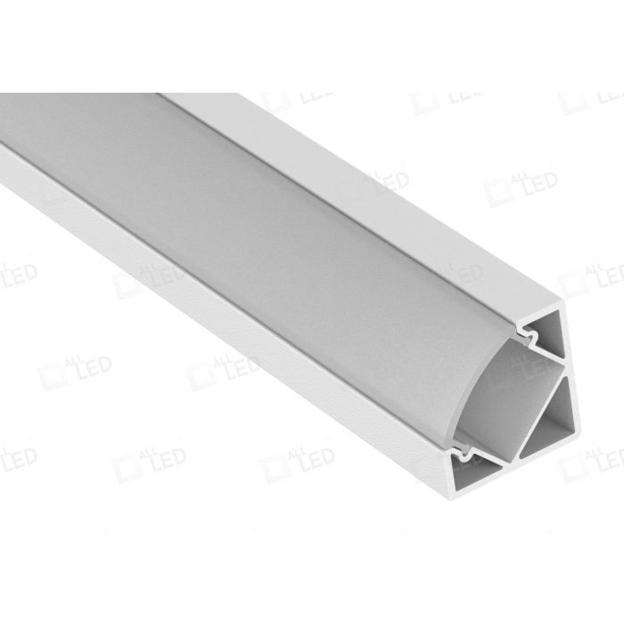APA002/WH Profile2 2m 45˚ Angled Profile with Diffuser RAL9016 Painted Finish