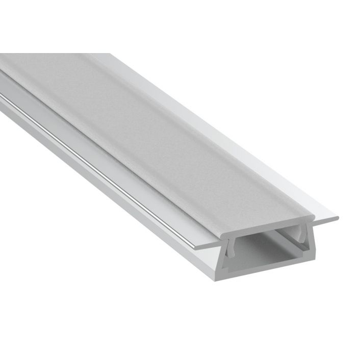 Profile3 2m Recessed Profile with Diffuser Aluminium Finish