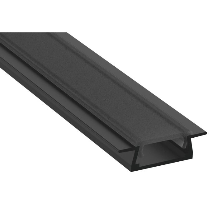 APA003/BK Profile3 2m Recessed Profile with Smoked Black Diffuser Carbon Black Finish