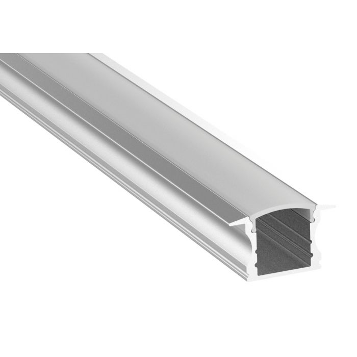 Profile7 2m Deep Recessed Profile with Diffuser Aluminium Finish