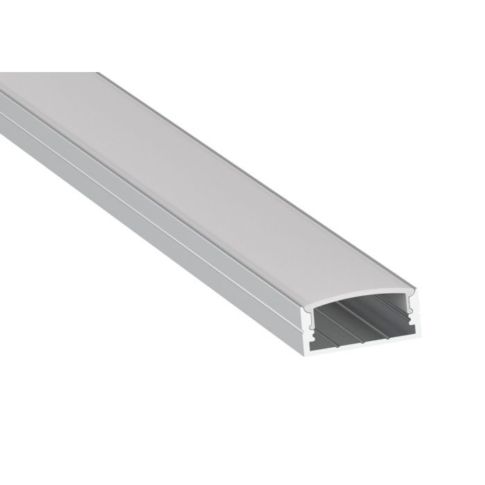 Profile8 2m Surface Double Width Profile with Diffuser Aluminium Finish