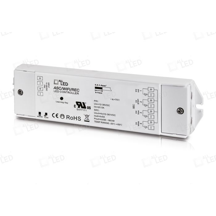 Colour4+ RF Receiver Constant Voltage for Single Colour, or CCT, RGB or RGBW LED Lights