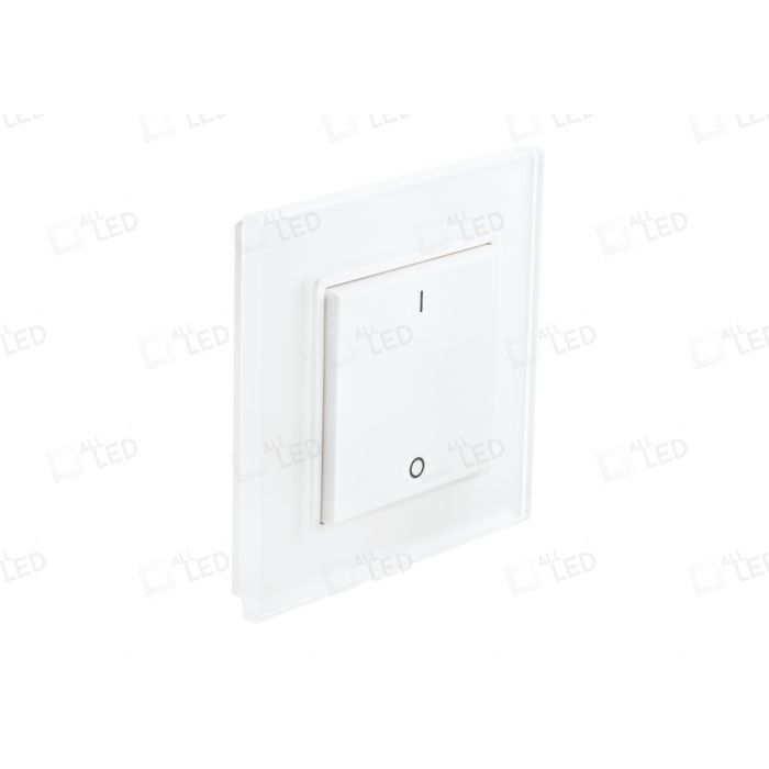 1 Gang RF Decorative Transmitter White Glass Fascia Battery Included