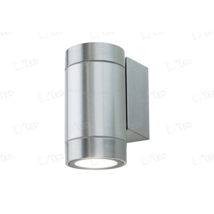Tubular GU10 Brushed Aluminium IP65 Uni-Directional Wall Light