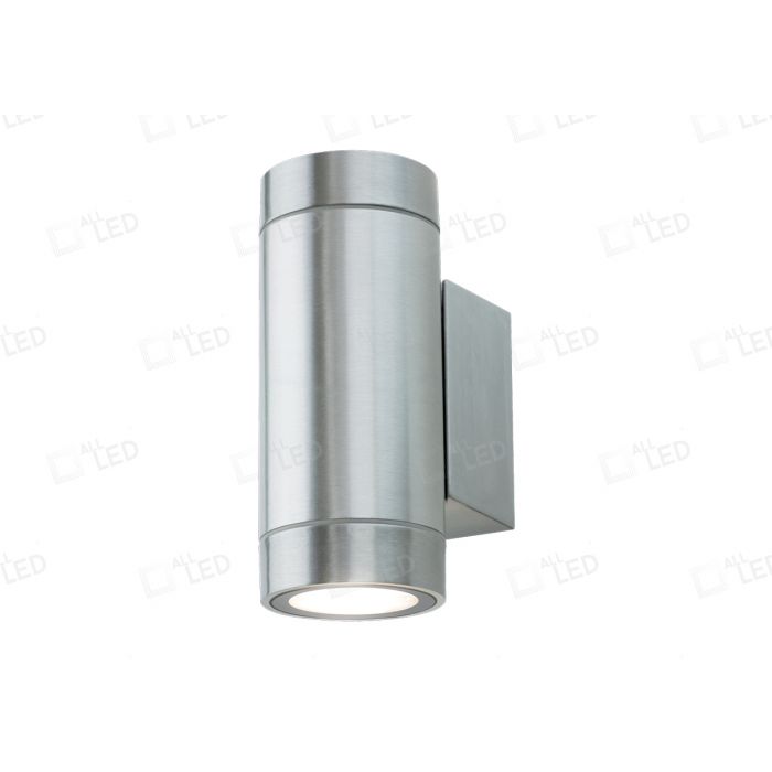 Tubular GU10 Brushed Aluminium IP65 Bi-Directional Wall Light
