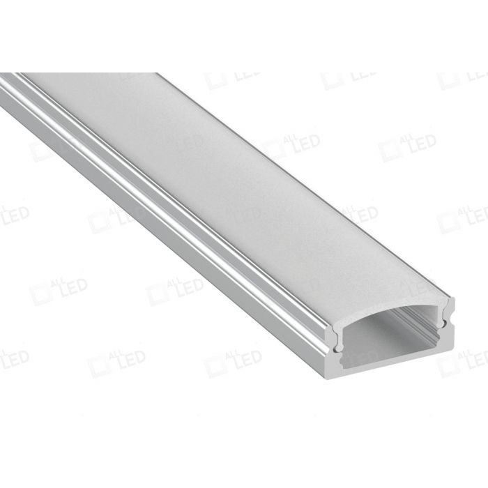 Profile1 2m Shallow Surface Profile with Diffuser Aluminium Finish