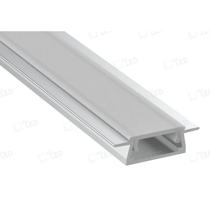 Profile3 2m Recessed Profile with Diffuser Aluminium Finish